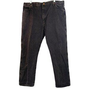 Retro Wrangler Mens Thick Black Denim Jeans 42X32 100% Cotton Classic Fit